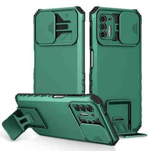 For Motorola Moto G Stylus 2021 Stereoscopic Holder Sliding Camshield Phone Case(Green)