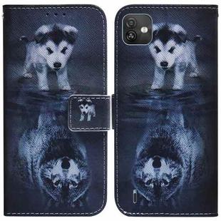 For Wiko Y82 Coloured Drawing Leather Phone Case(Wolf and Dog)