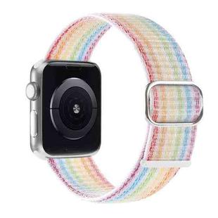 Nylon Watch Band For Apple Watch Series 8&7 41mm / SE 2&6&SE&5&4 40mm / 3&2&1 38mm(Slim Rainbow)