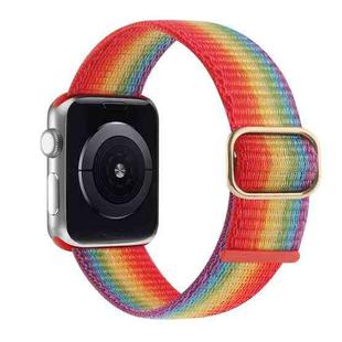 Nylon Watch Band For Apple Watch Series 9&8&7 41mm / SE 3&SE 2&6&SE&5&4 40mm / 3&2&1 38mm(Official Rainbow)