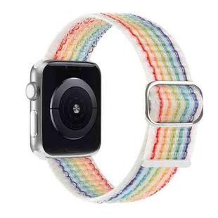 Nylon Watch Band For Apple Watch Ultra 49mm / Series 8&7 45mm / SE 2&6&SE&5&4 44mm / 3&2&1 42mm(New Rainbow)