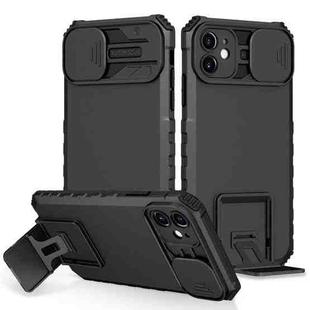 For iPhone 11 Stereoscopic Holder Sliding Camshield Phone Case (Black)