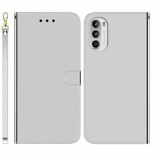 For Motorola Moto G52 Imitated Mirror Surface Horizontal Flip Leather Phone Case(Silver)