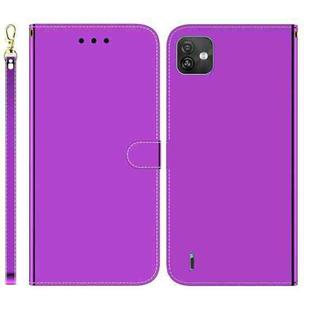 For Wiko Y82 Imitated Mirror Surface Horizontal Flip Leather Phone Case(Purple)