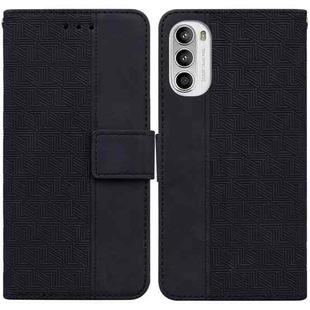 For Motorola Moto G52 Geometric Embossed Leather Phone Case(Black)