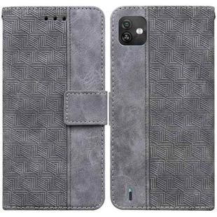 For Wiko Y82 Geometric Embossed Leather Phone Case(Grey)