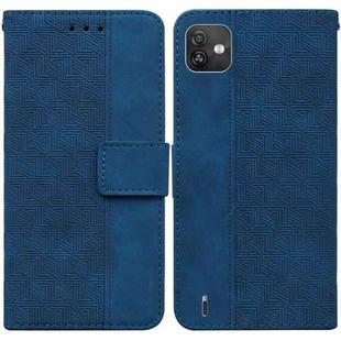 For Wiko Y82 Geometric Embossed Leather Phone Case(Blue)