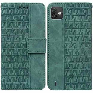 For Wiko Y82 Geometric Embossed Leather Phone Case(Green)