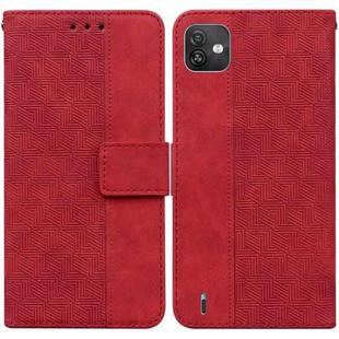 For Wiko Y82 Geometric Embossed Leather Phone Case(Red)