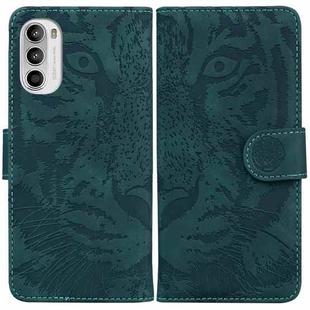 For Motorola Moto G52 Tiger Embossing Pattern Horizontal Flip Leather Phone Case(Green)