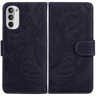 For Motorola Moto G52 Tiger Embossing Pattern Horizontal Flip Leather Phone Case(Black)