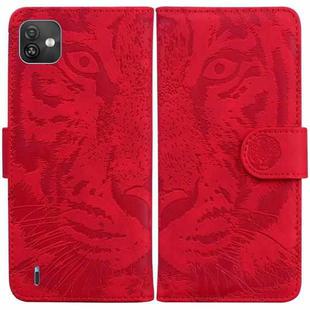 For Wiko Y82 Tiger Embossing Pattern Horizontal Flip Leather Phone Case(Red)