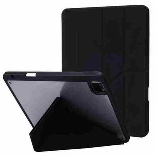 For iPad Pro 12.9 2022 / 2021 / 2020 / 2018 Deformation Transparent Acrylic Leather Tablet Case(Black)