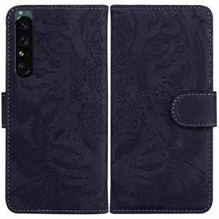 For Sony Xperia 1 IV Tiger Embossed Leather Phone Case(Black)