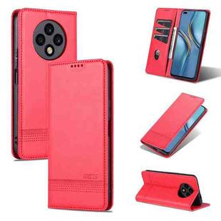 For U-Magic Enjoy 50 Plus AZNS Magnetic Calf Texture Horizontal Flip Leather Phone Case(Red)
