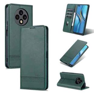 For U-Magic Enjoy 50 Plus AZNS Magnetic Calf Texture Horizontal Flip Leather Phone Case(Dark Green)