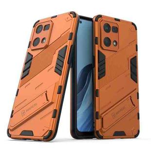 For OPPO Reno7 4G Punk Armor 2 in 1 PC + TPU Shockproof Phone Case with Invisible Holder(Orange)