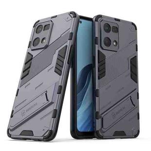 For OPPO Reno7 4G Punk Armor 2 in 1 PC + TPU Shockproof Phone Case with Invisible Holder(Grey)