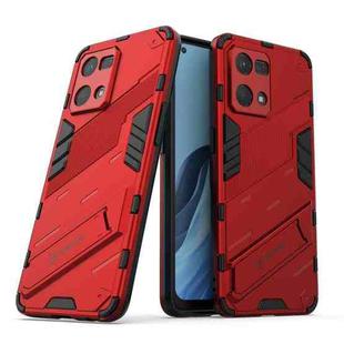 For OPPO Reno7 4G Punk Armor 2 in 1 PC + TPU Shockproof Phone Case with Invisible Holder(Red)