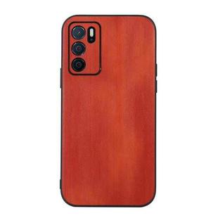 For OPPO A16 Yellow Cow Texture PU Phone Case(Brown)