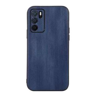 For OPPO A16 Yellow Cow Texture PU Phone Case(Blue)