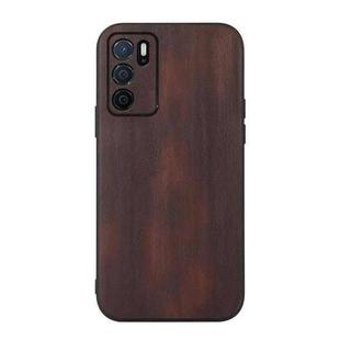 For OPPO A16 Yellow Cow Texture PU Phone Case(Coffee)