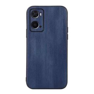 For OPPO A76 Yellow Cow Texture PU Phone Case(Blue)