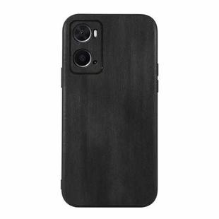 For OPPO A76 Yellow Cow Texture PU Phone Case(Black)
