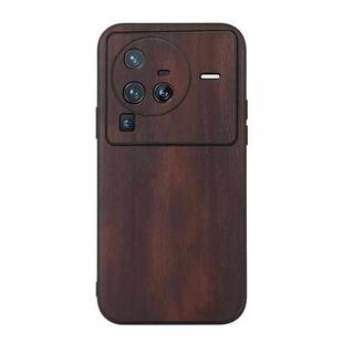 For Vivo X80 Pro Yellow Cow Texture PU Phone Case(Coffee)