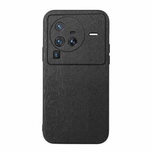 For Vivo X80 Pro Wood Texture PU Phone Case(Black)