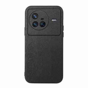 For Vivo X80 Wood Texture PU Phone Case(Black)