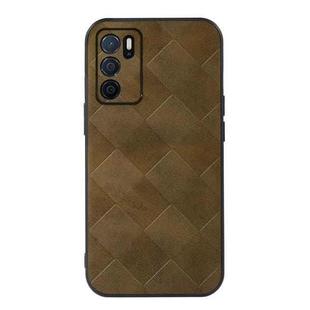 For OPPO A16 Weave Plaid PU Phone Case(Green)