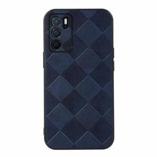 For OPPO A16 Weave Plaid PU Phone Case(Blue)