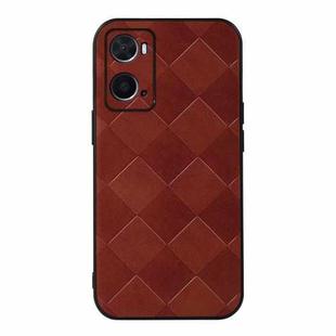 For OPPO A76 Weave Plaid PU Phone Case(Brown)