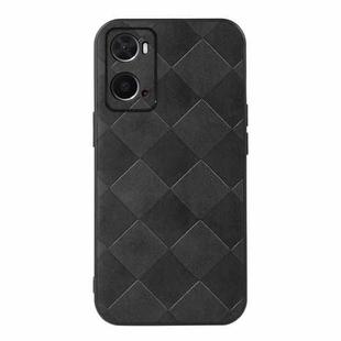 For OPPO A76 Weave Plaid PU Phone Case(Black)