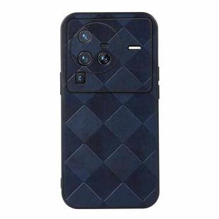 For Vivo X80 Pro Weave Plaid PU Phone Case(Blue)