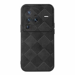 For Vivo X80 Pro Weave Plaid PU Phone Case(Black)