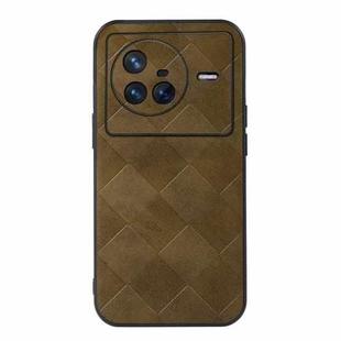 For Vivo X80 Weave Plaid PU Phone Case(Green)