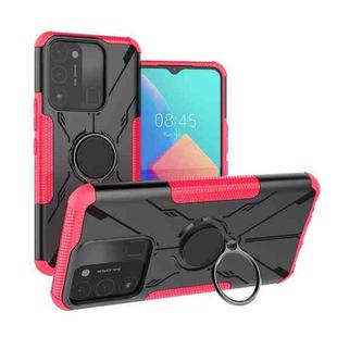 For Tecno Spark Go 2022 Armor Bear Shockproof PC + TPU Phone Case with Ring(Rose Red)