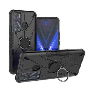 For Tecno Pova Neo Armor Bear Shockproof PC + TPU Phone Case with Ring(Black)