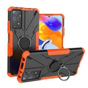 For Xiaomi Redmi Note 11 Pro 5G Armor Bear Shockproof PC + TPU Phone Case with Ring(Orange)