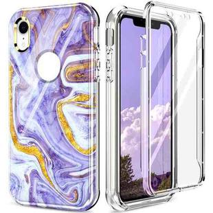 For iPhone XR 360 Full Body Painted Phone Case(Marble L14)