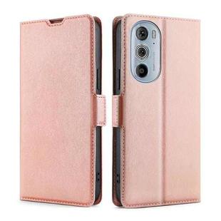 For Motorola Moto Edge+ 2022 / Edge 30 Pro Ultra-thin Voltage Side Buckle Leather Phone Case(Rose Gold)