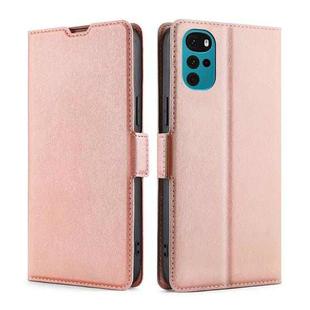 For Motorola Moto G22 Ultra-thin Voltage Side Buckle Leather Phone Case(Rose Gold)