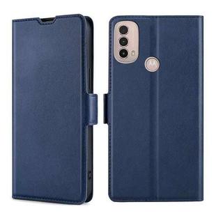 For Motorola Moto E40 Ultra-thin Voltage Side Buckle Leather Phone Case(Blue)