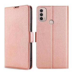 For Motorola Moto E40 Ultra-thin Voltage Side Buckle Leather Phone Case(Rose Gold)