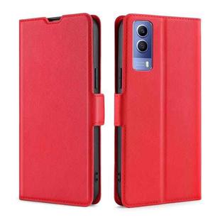 For vivo Y53S 5G / IQOO Z5X / T1X Ultra-thin Voltage Side Buckle Leather Phone Case(Red)