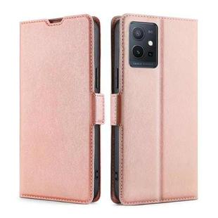 For vivo Y55 5G / Y75 5G / Y33S 5G / T1 5G Ultra-thin Voltage Side Buckle Leather Phone Case(Rose Gold)