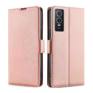 For vivo Y76S / Y74S Ultra-thin Voltage Side Buckle Leather Phone Case(Rose Gold)