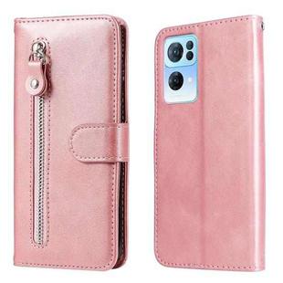 For OPPO Reno7 Pro 5G China & Global Fashion Calf Texture Zipper Horizontal Flip Leather Case(Rose Gold)